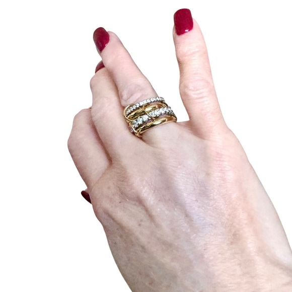 Stackable Mixed Cubic Zirconia Pave‎ Band Ring 14k Tarnish resistant size 6 - Picture 5 of 7